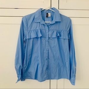 Divided Baby Blue Prairie Button Up Shirt Size 6